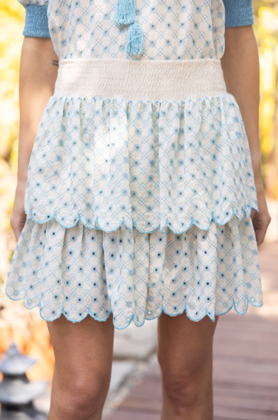 Whitley Tiered Eyelet Scalloped Skirt - Final Sale 40% off in cart