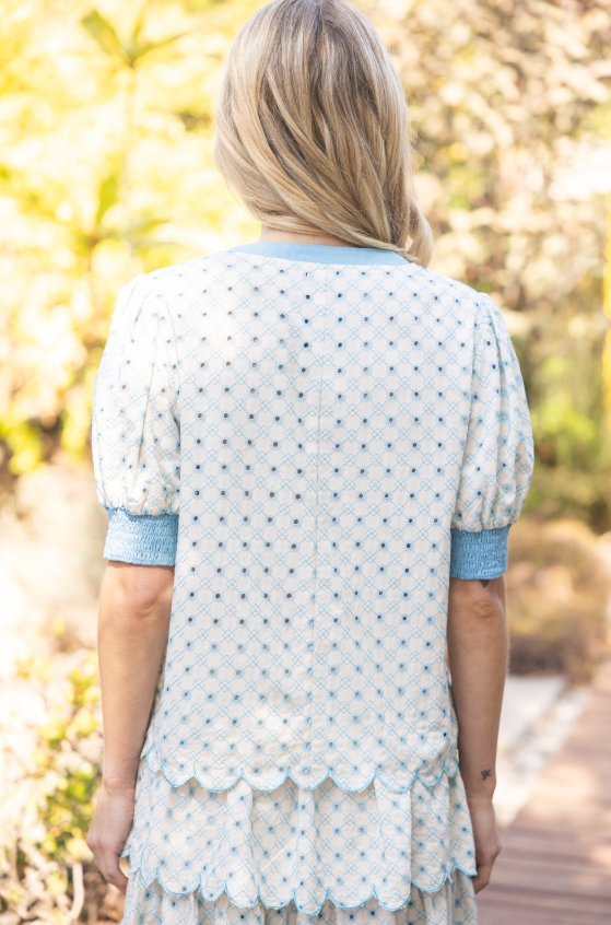 Luisa Eyelet Scalloped Hem Top - Final Sale 40% off in cart