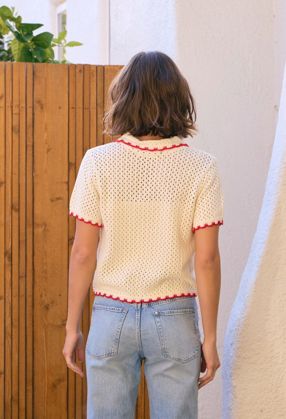 Kai Scallop Edge Cardigan Sweater Top