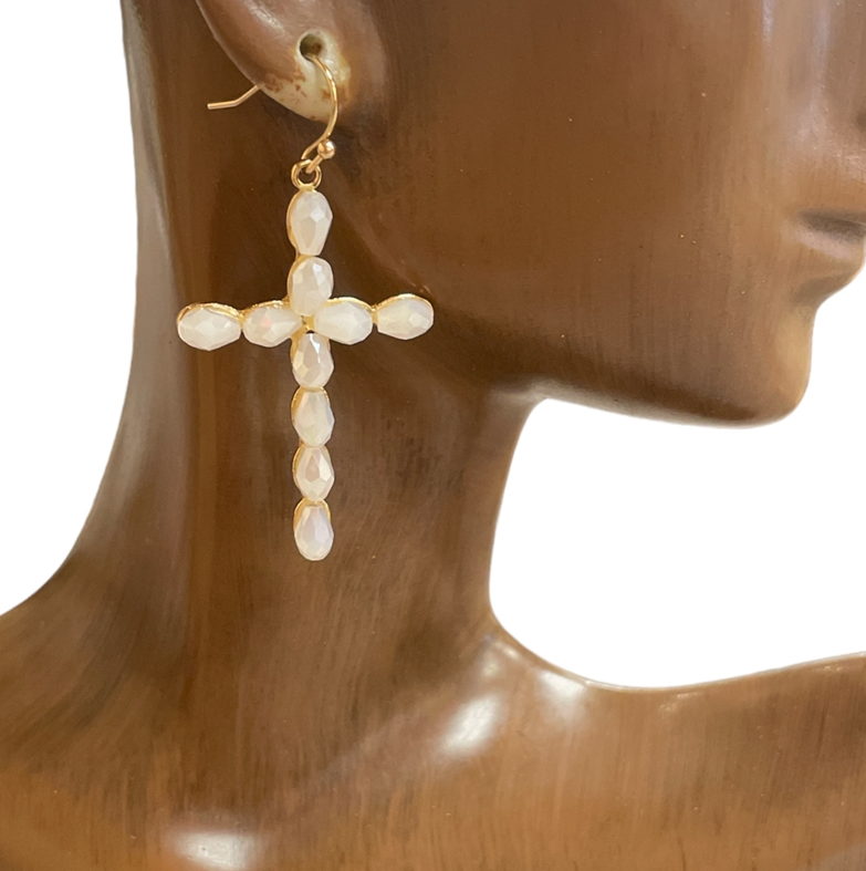 Crystal Cross Earrings