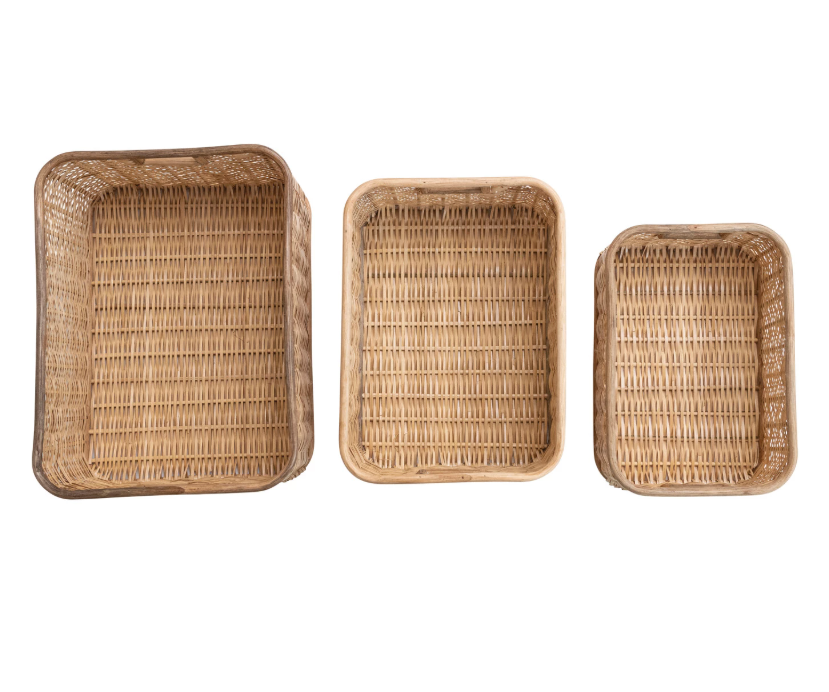 Palm & Rattan Baskets w/ Handles