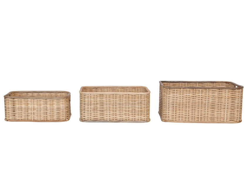 Palm & Rattan Baskets w/ Handles