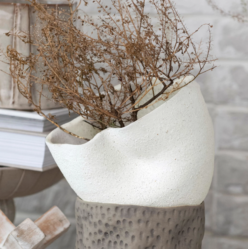 Stoneware Ruffled Planter
