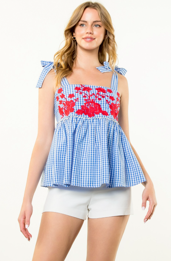 Kayleigh Gingham Embroidered Top - Final Sale 30% off in cart