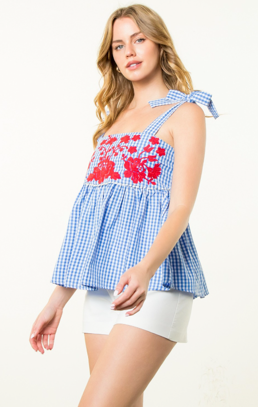 Kayleigh Gingham Embroidered Top - Final Sale 30% off in cart