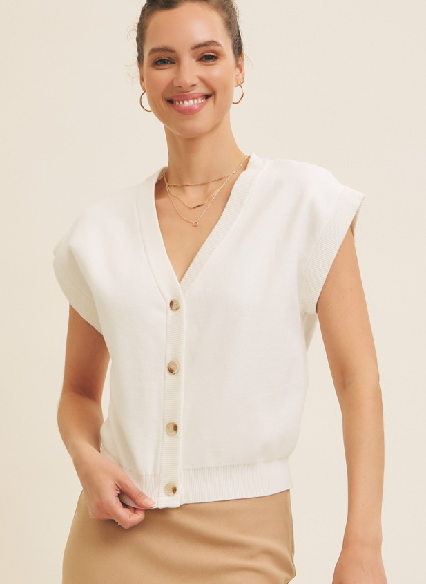Marlee Short Sleeve Sweater Vest Cardigan