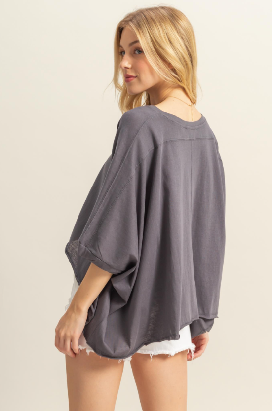 April Oversized High-Low Hem Top