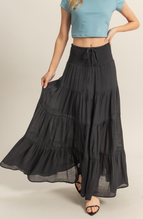 Monroe Smocked Waist Tiered Maxi Skirt - Final Sale 30% off in cart