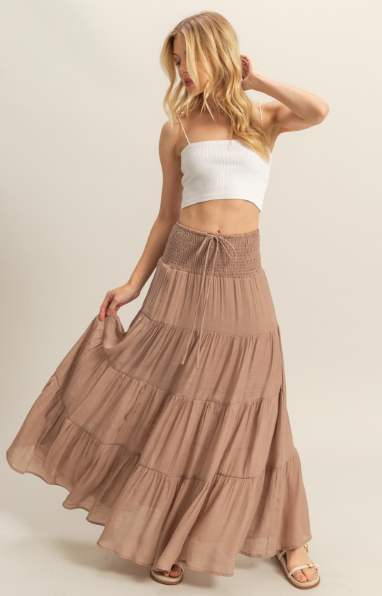 Monroe Smocked Waist Tiered Maxi Skirt - Final Sale 30% off in cart