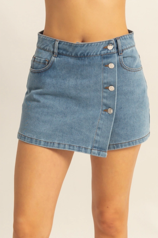 Jolie Washed Denim Skort - Final Sale 30% off in cart