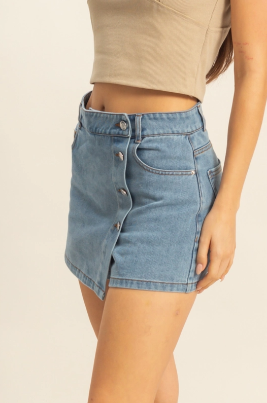 Jolie Washed Denim Skort - Final Sale 30% off in cart