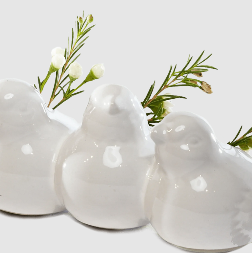 Sisken Birds Ceramic Bud Vase