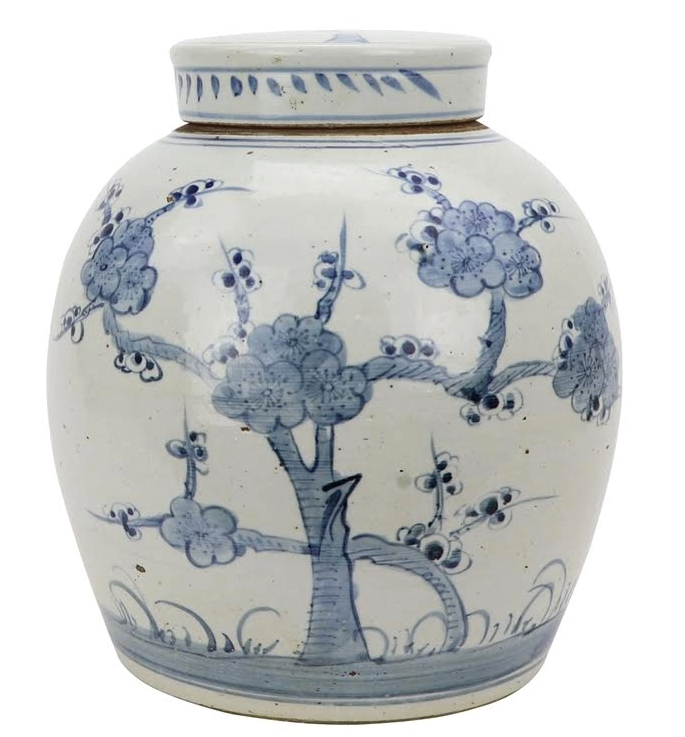 Cherry Blossom Antiqued Ginger Jar