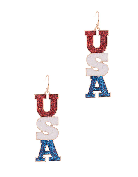 USA Glitter Enamel Earrings