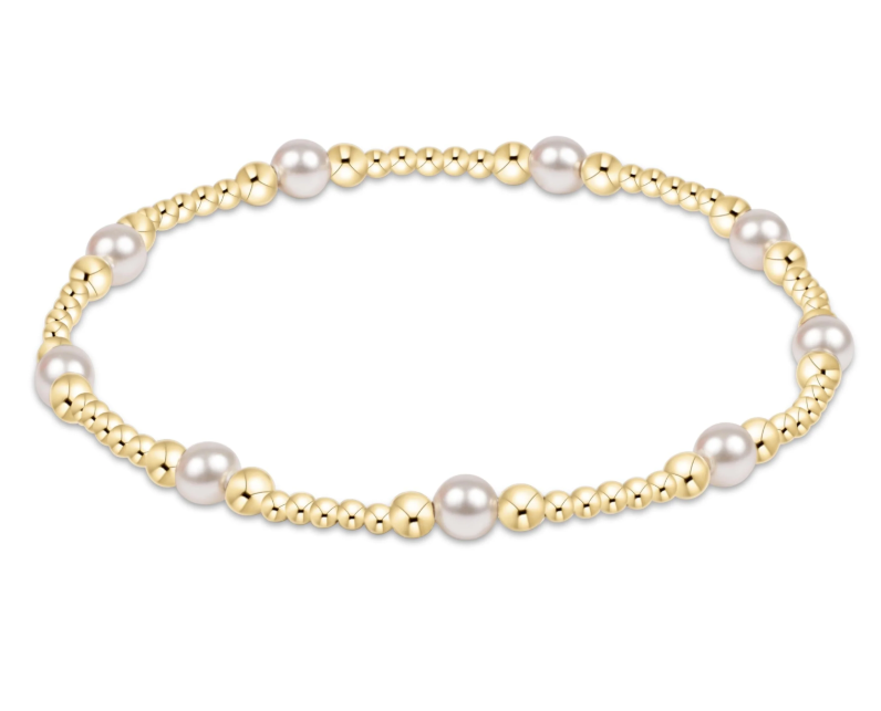 E Newton Classic Purpose Pattern Bead Bracelet - Pearl
