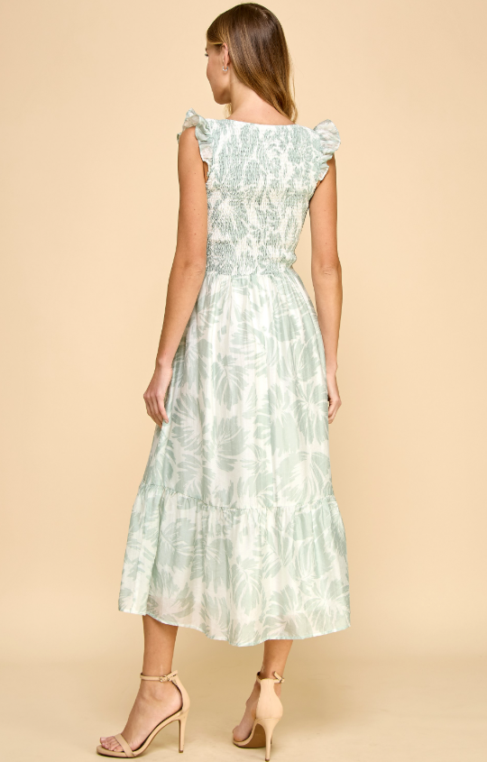 Lilith Smocked Bodice Flare Midi Dress - Final Sale 20% off in cart