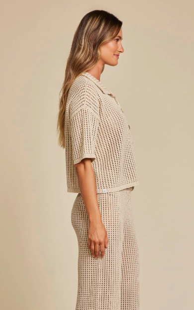 Barefoot Dreams Sunbleached Buttoned Short Sleeve