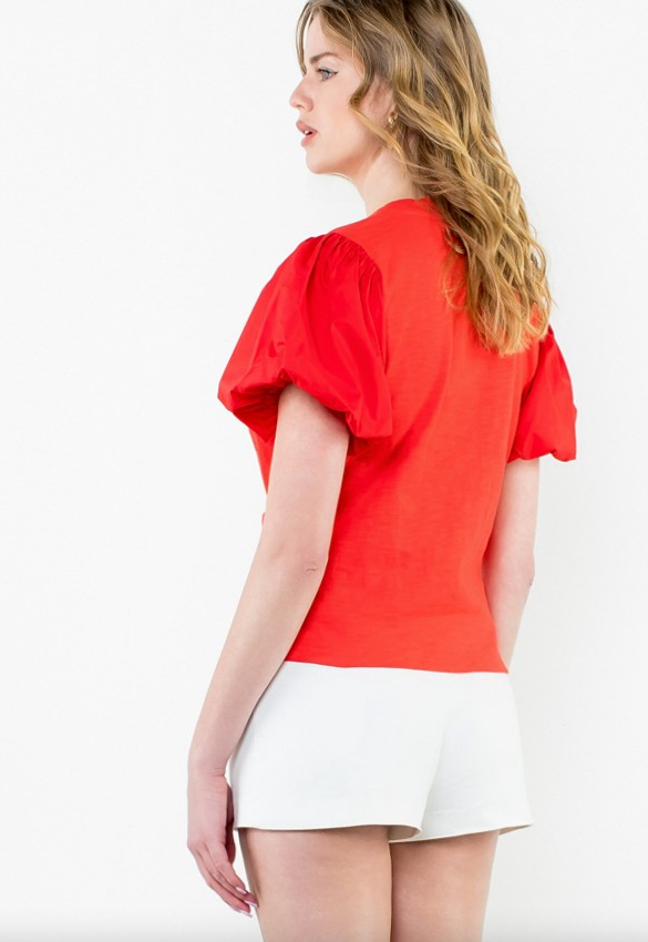 Sabrina Puff Sleeve Twist Front Top - Final Sale 30% off in cart