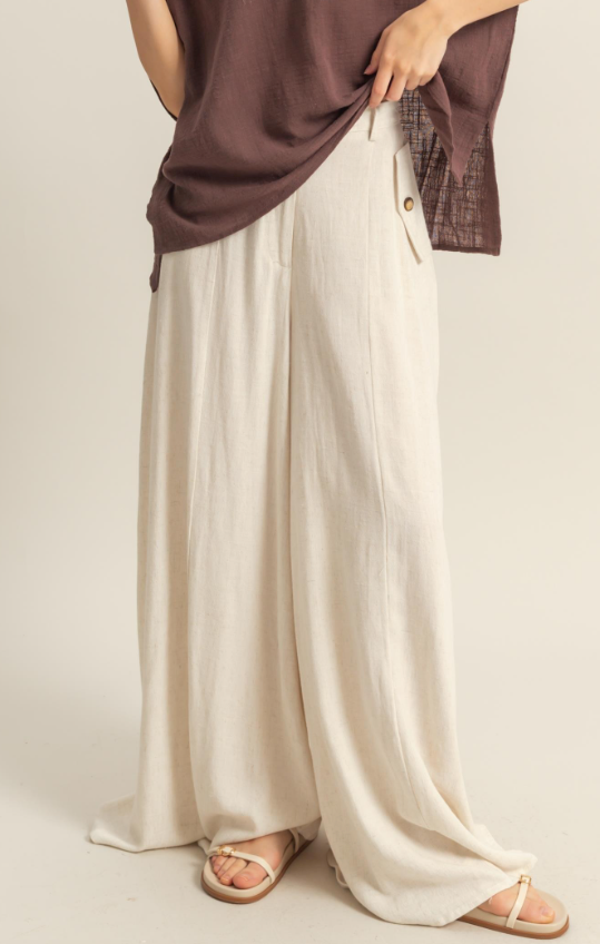 Livia Linen Blend High Waist Flowy Pants
