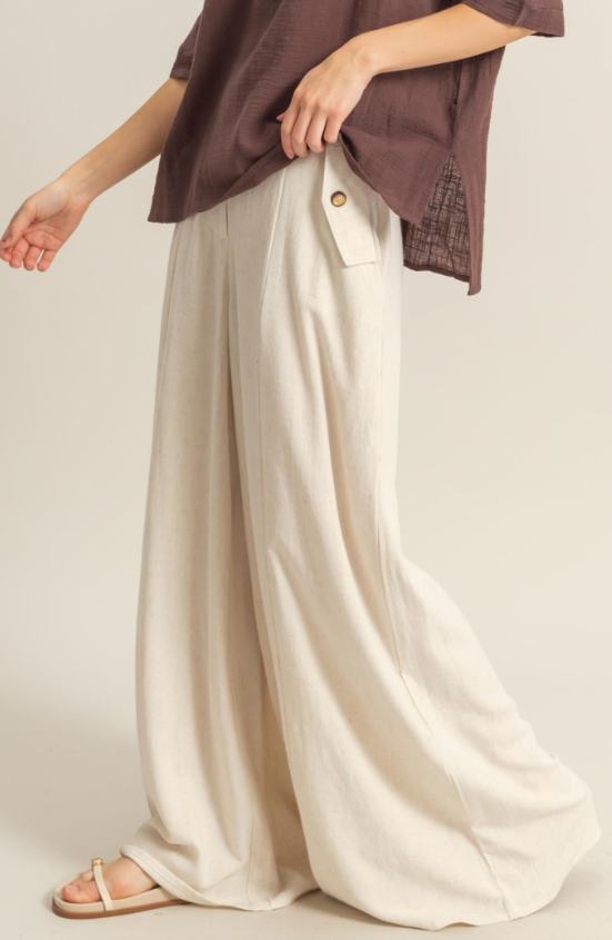 Livia Linen Blend High Waist Flowy Pants