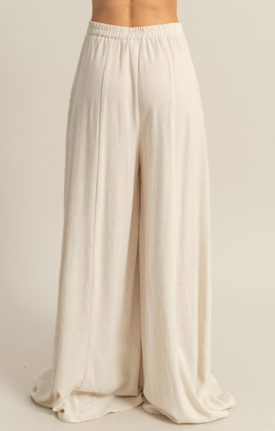 Livia Linen Blend High Waist Flowy Pants