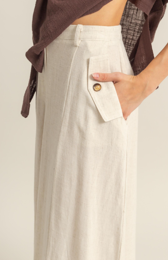 Livia Linen Blend High Waist Flowy Pants