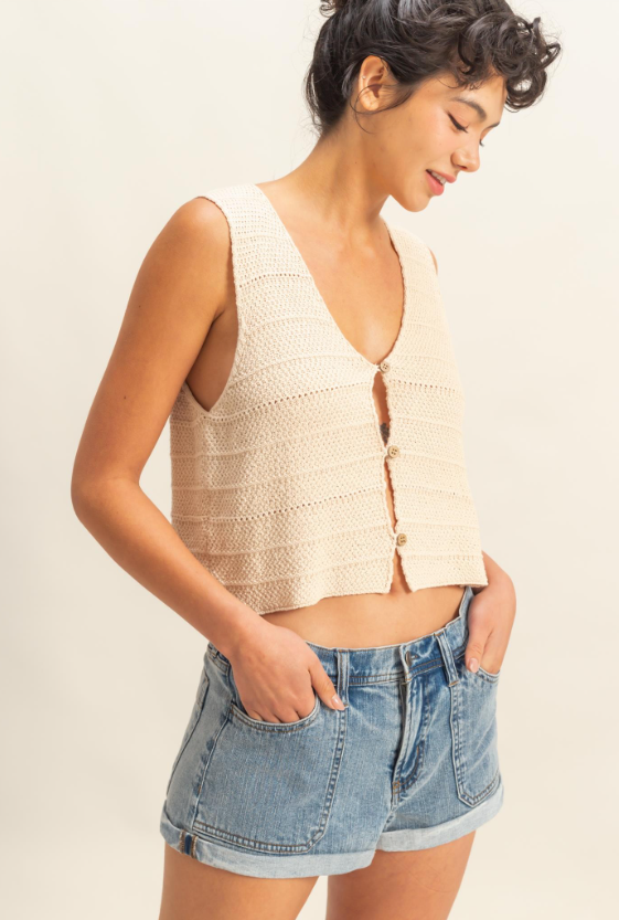 Ensley V-Neck Sleeveless Sweater Vest - Final Sale 40% off in cart