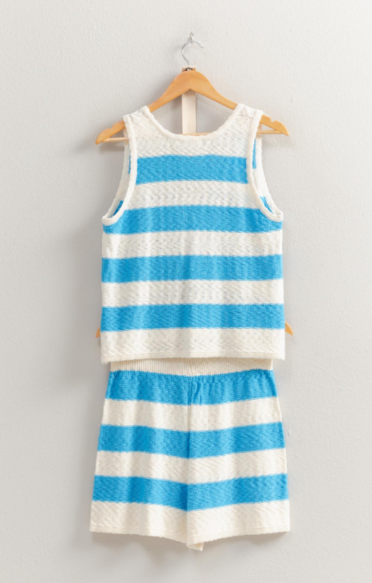 Zayla Striped Sweater Top & Shorts Set