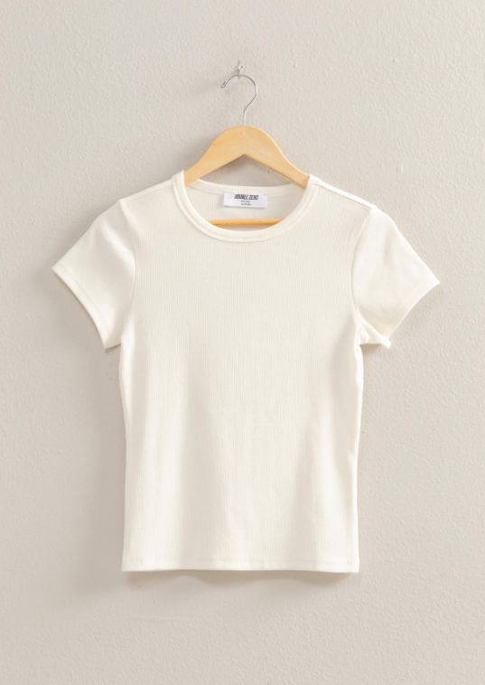 Brynleigh Ribbed Crew Short Sleeve Top