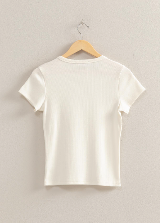 Brynleigh Ribbed Crew Short Sleeve Top