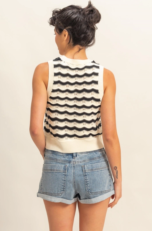 Lilianna Wavy Pattern Knit Sleeveless Top