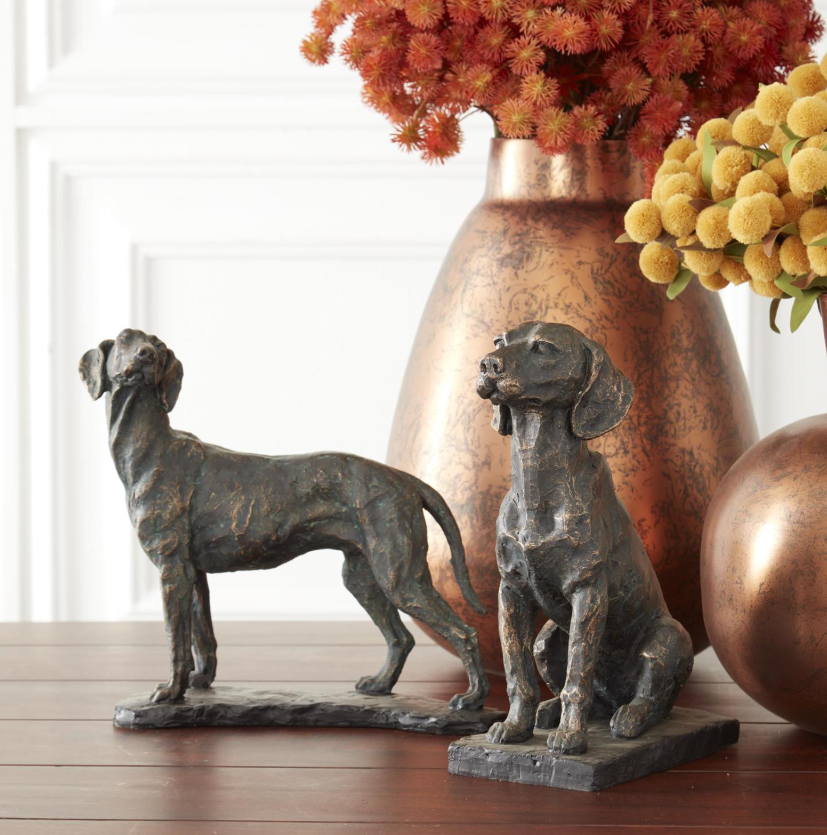 Antiqued Patina Dog on Base