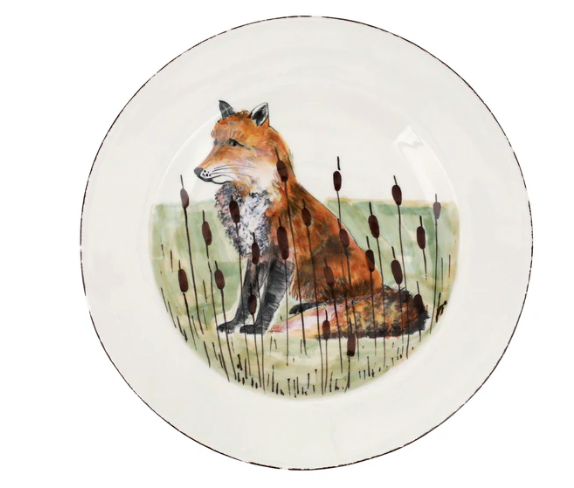 Vietri Wildlife Fox Rimmed Round Platter