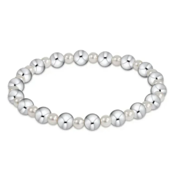 E Newton Pearl Grateful Pattern Bead Bracelet - Sterling