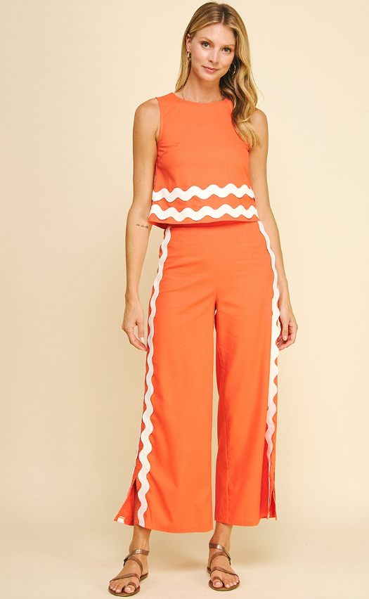 Karsyn Ric Rac Detail Wide Leg Pants