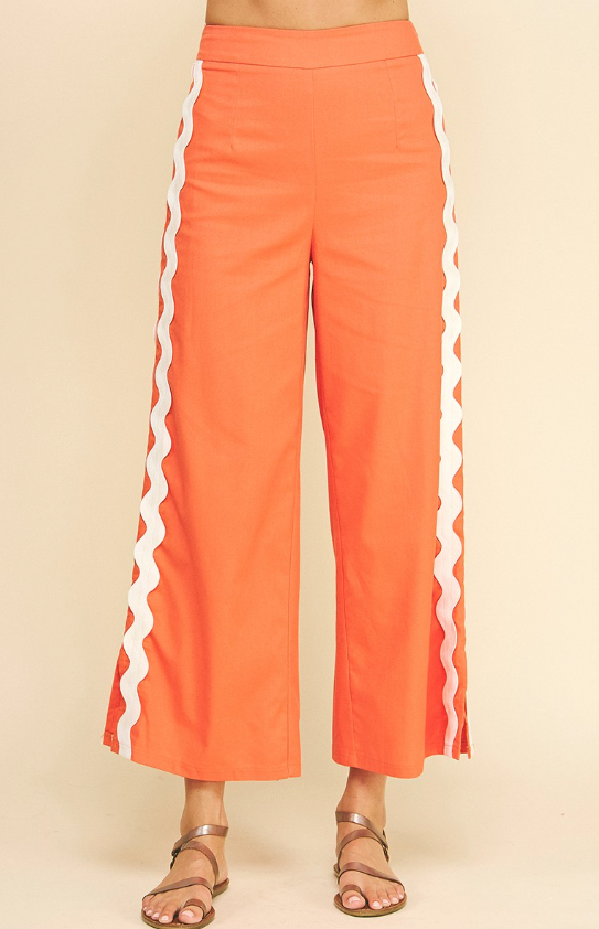 Karsyn Ric Rac Detail Wide Leg Pants