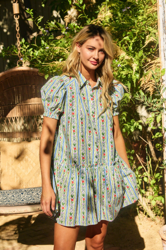 Winnie Floral Button Down Mini Dress - Final Sale 25% off in cart