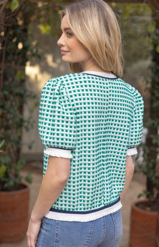 Karina Textured Gingham Knit Top - Final Sale 40% off in cart