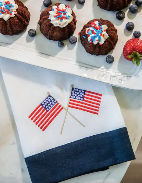 American Flags Embroidered Linen Towel