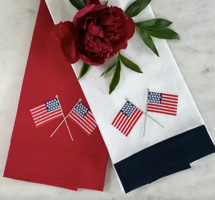 American Flags Embroidered Linen Towel