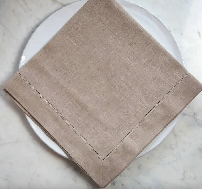 Hemstitch Large Linen Napkins - Set of 4