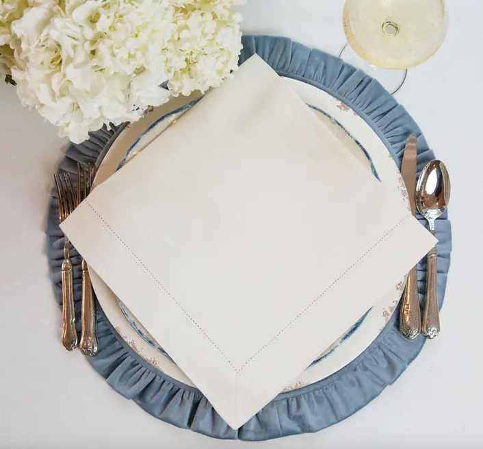 Hemstitch Large Linen Napkins - Set of 4