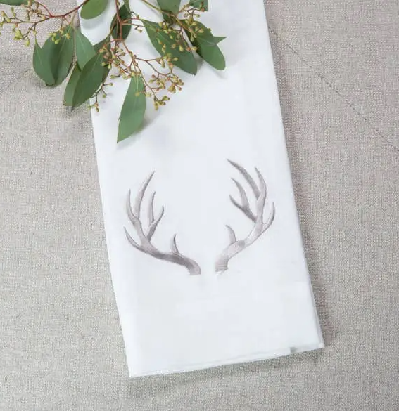 Antlers Embroidered Linen Towel