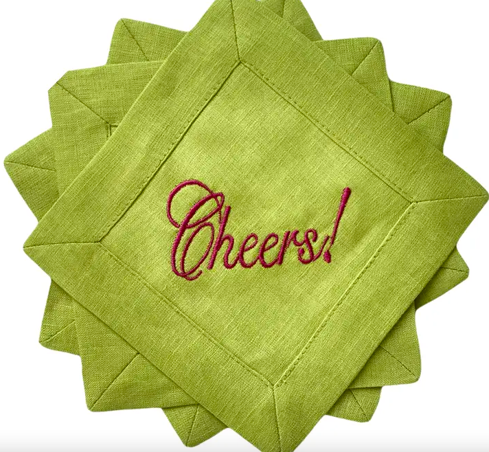 Cheers Cocktail Linen Napkins - Set of 4