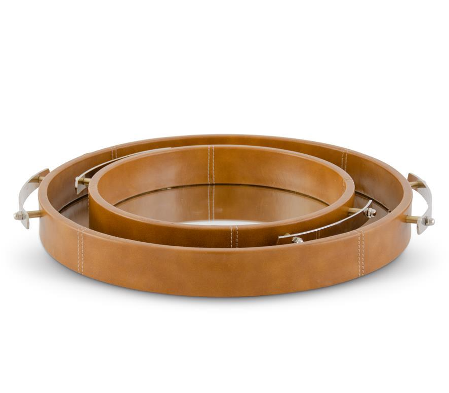 Vegan Leather Mirrored Tray