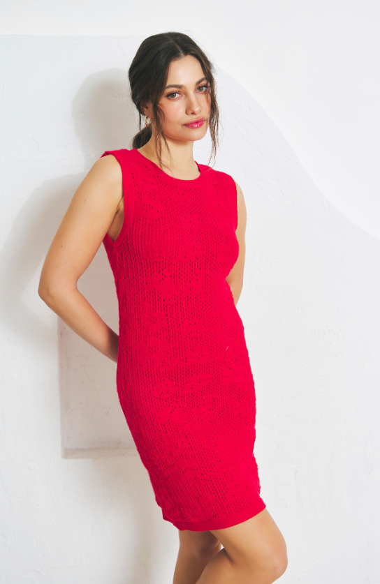 Alaya Textured Crochet Mini Dress