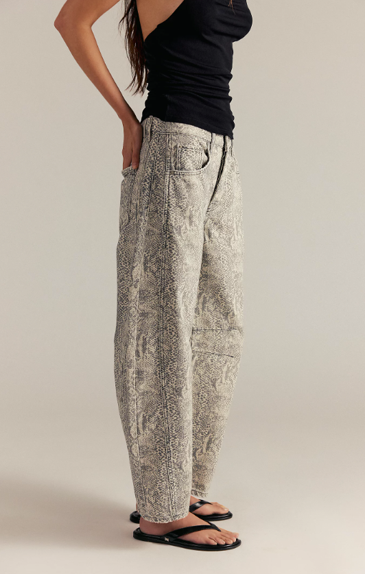 Free People Good Luck Printed Barrel Jeans