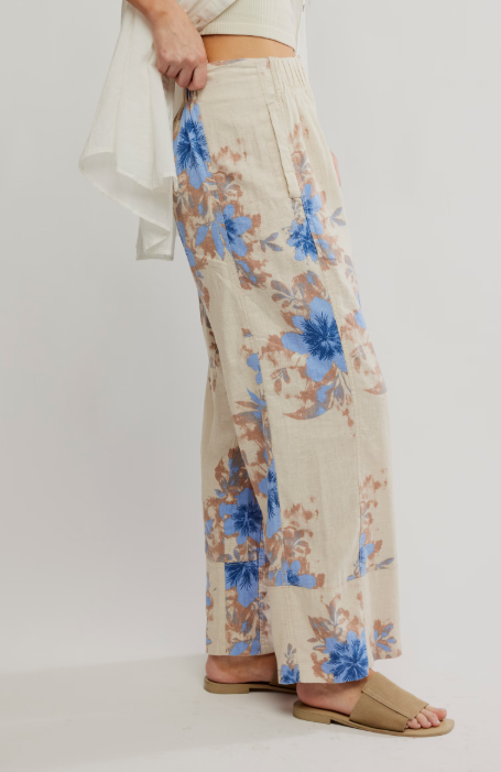 Free People Day's End Linen Printed Pull-On Pants