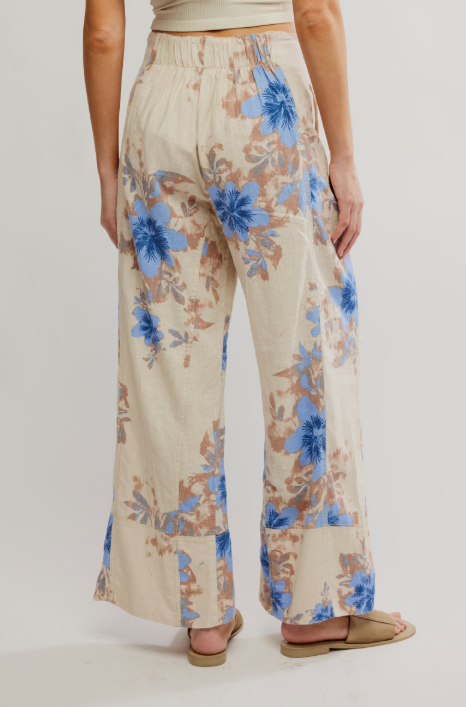 Free People Day's End Linen Printed Pull-On Pants