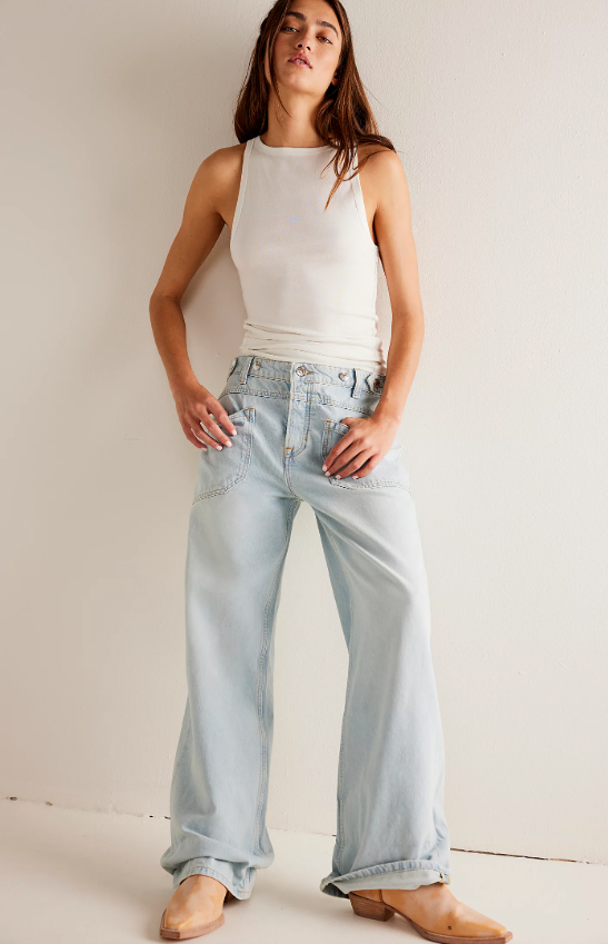 Free People Palmer Cuffed Jeans - Daydream Blue - Final Sale 20% off in cart
